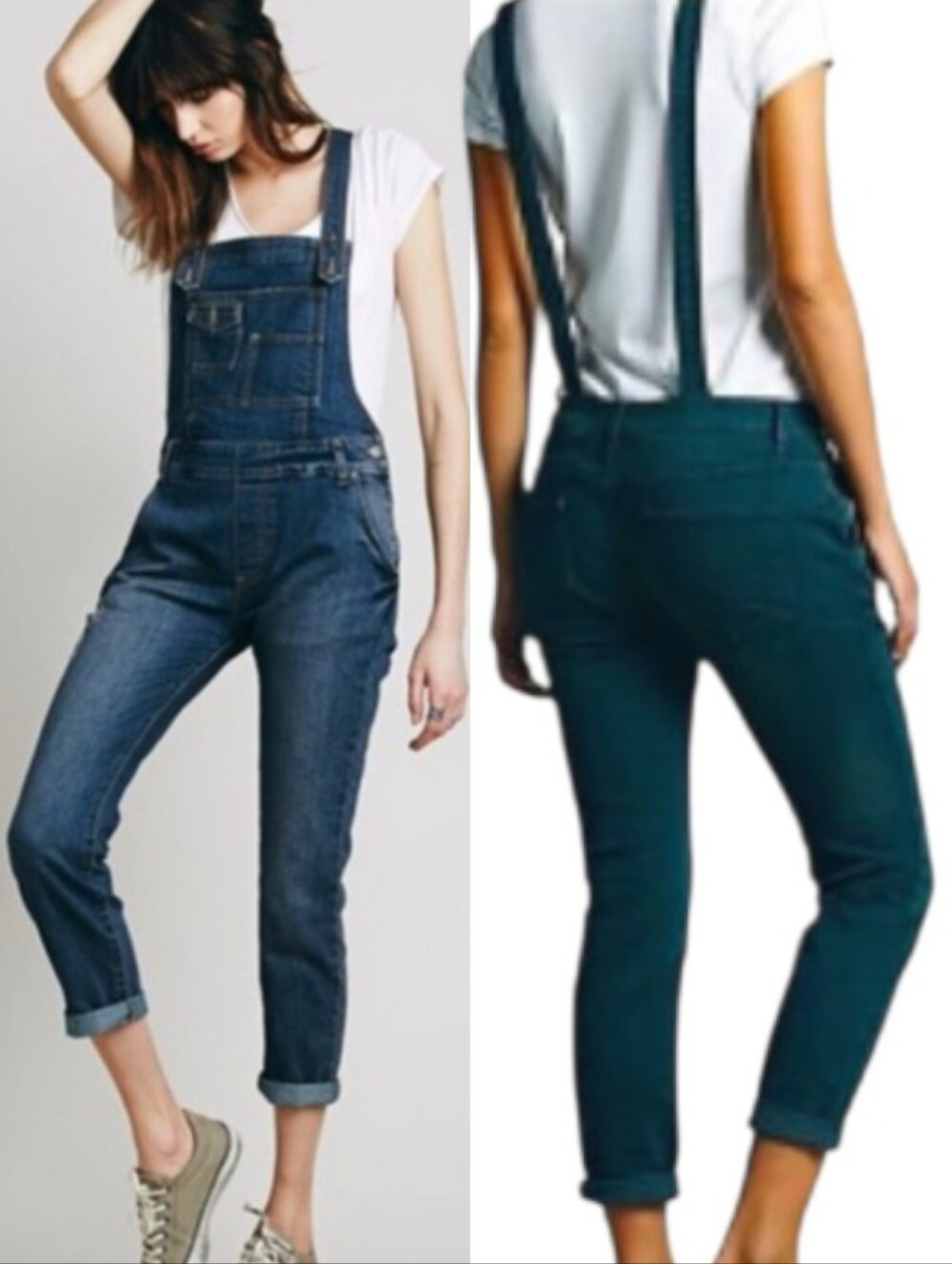 Free People Slim Leg Ankle Denim Bib Overalls - Picture 5 of 12